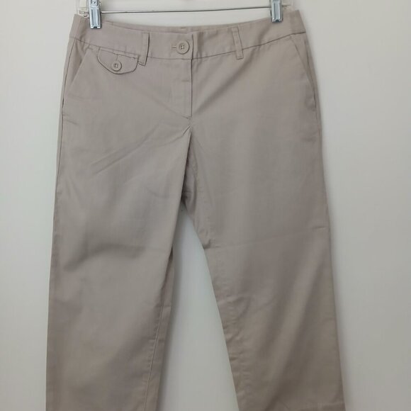 'Modern' Khaki Lightweight 100%Cotton Mid Length Wide Leg Capri Pant NWT Sz 2P - Picture 5 of 8
